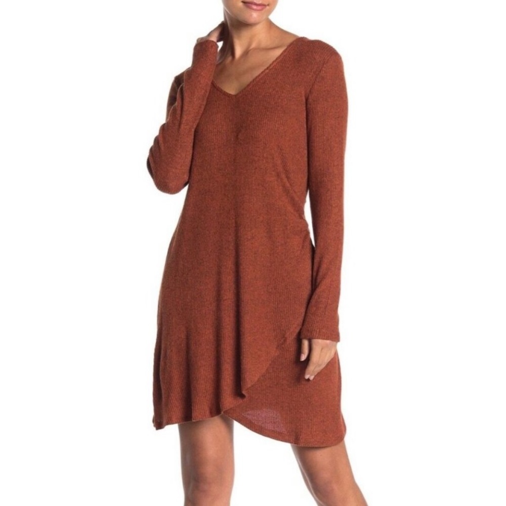 New Good Luck Gem Side Wrap Solid Knit Dress - image 2